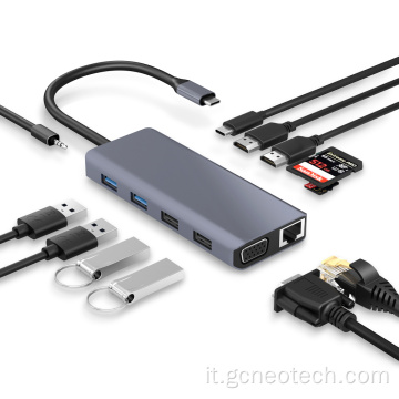 12 in 1 stazione di docking USB-C a HDMI Gigabit Ethernet